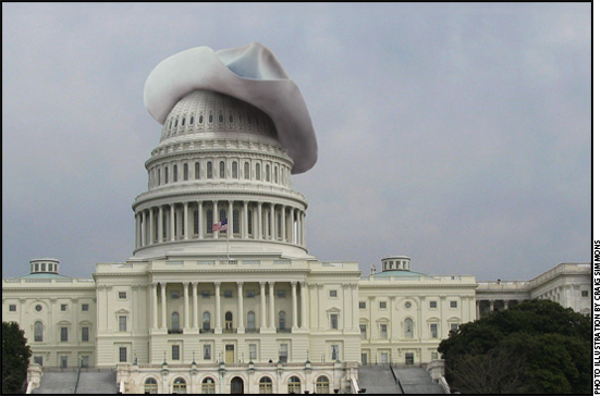 capitol with cowboy hat illustration