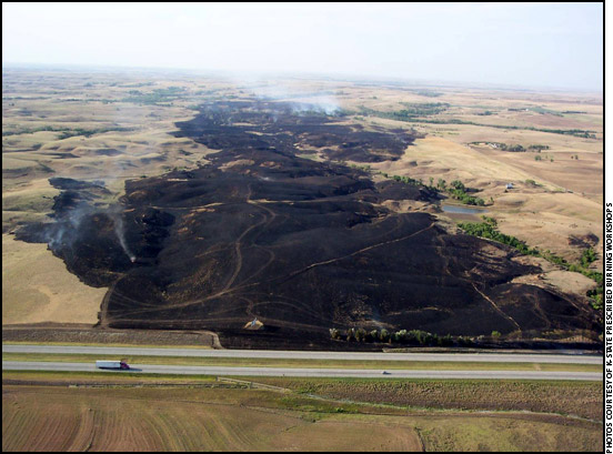 Aerial view of controlled burn