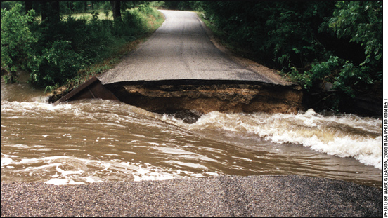 Washed out road